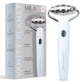 Vanity Planet Mila Contour & Define LED Facial Roller - 3-in-1 Skin Massager with Cooling, Sonic Vibration & Red Light - Ergonomic Anti-Aging Face Tool for Firming & Relaxation