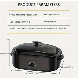 16QT 1450W Electric Roaster Oven Large Capacity Turkey Roaster Cooking Baking US