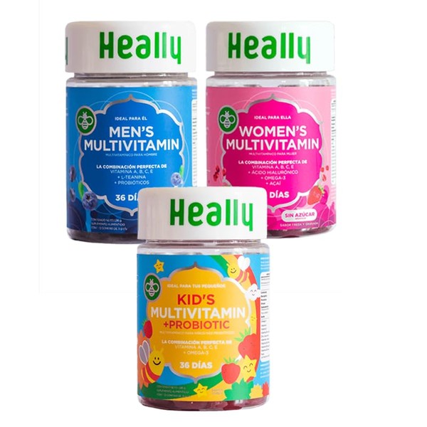 Combo Familiar Heally - Omega-3 y Probiticos, 72 Gomitas por