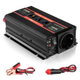 Nastopee Spannungswandler 12v 230v,wechselrichter 2000w,mit Alligatorclip Zigarettenanzünder Stecker,1 Ac Steckdose & 2 USB Port,Power Inverter Für Auto