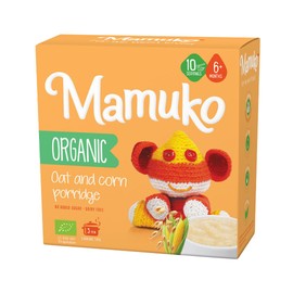 MAMUKO Organic Oat & Corn Grits Porridge - High Fiber Porridge with No Added Sugar, Milk & Preservatives - Vegan Porridge Ideal for Toddlers - (200g - 10 Servings)