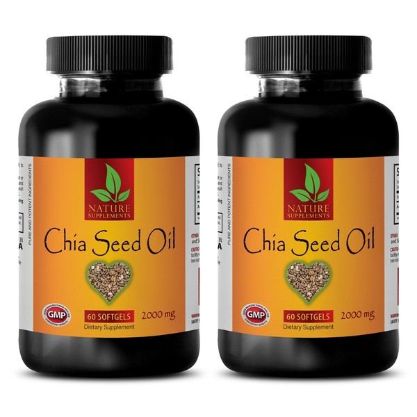 Omega 3 capsules - 2000 CHIA SEED OIL - antioxidant face - 2 Bottles