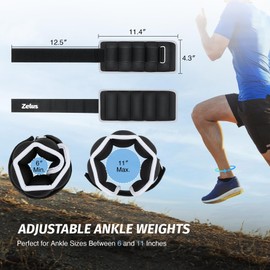 ZELUS 1 Pair Adjustable Ankle Weights, 0.8-4 lb Modularized Leg Weight Straps for Women Men, Weighted Ankle Weight Set with Reflective Strip, 0.4-2 lb per Ankle Strap for Gym Yoga Jogging Walking