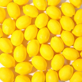 50 Pcs Fake Lemons 3.1 x 2.1 Inch Fake Fruit Faux Yellow Lemon Decor Lifelike Simulation Artificial Lemons for Party Table Summer Kitchen Vase Filler Wreath Garland Photography Prop Decoration