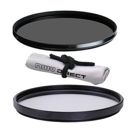 Vivitar High Grade 67mm UV (Skylight 1A) Filter, High Grade 67mm Circular Polarizing Filter, & Nwv Direct Microfiber Cleaning Cloth.