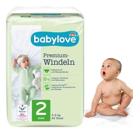 babylove Nappies Premium Extra Soft Size 2, Mini 3-6 kg, Pack of 42