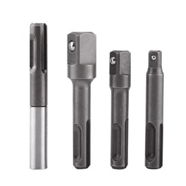SDS Plus to 1/4 Hex Bit Holder Adapter Set with 3 Square Drill Extensions Universal Shank for Power Drills and Electric Screwdrivers