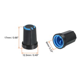 sourcing map Potentiometer Control Knob ABS Guitar Knob for 6mm D Type Shaft Electric Guitar Power Amplifiers Stereos,Bass Volume Tone 270 Degrees Rotary Knob Black Blue 5PCS
