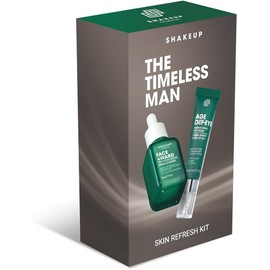 Shakeup Cosmetics Men’s Anti-Ageing 2-Piece Set – AGE DEF-EYE Lifting Eye Cream & FACE 4WARD Pro-Youth Serum – Vegan Skincare Duo for Wrinkles, Dark Circles & Fine Lines – Made in the UK – Gift Set for Him – SHAKEUP THE TIMELESS MAN