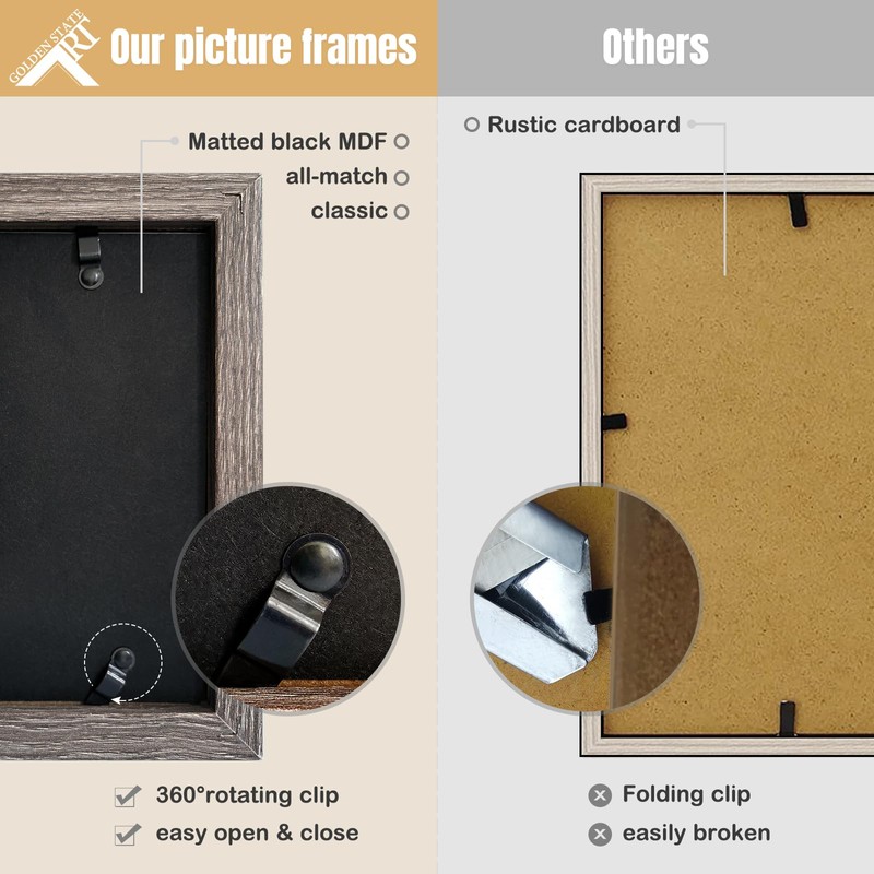 Golden State Art, 5x7 Double Picture Frame Vertical Hinged Photo