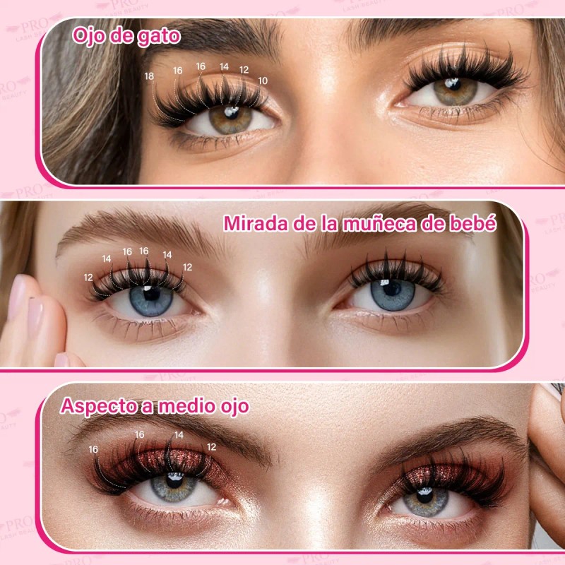 Extensiones De Pestañas Kit Efecto Manga Anime Mixto Lash