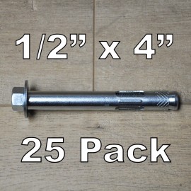 Power Bull Anchor Concrete Sleeve Anchor | 1/2" x 4" | Hex Nut Head | Zinc Plated | 25 Pack