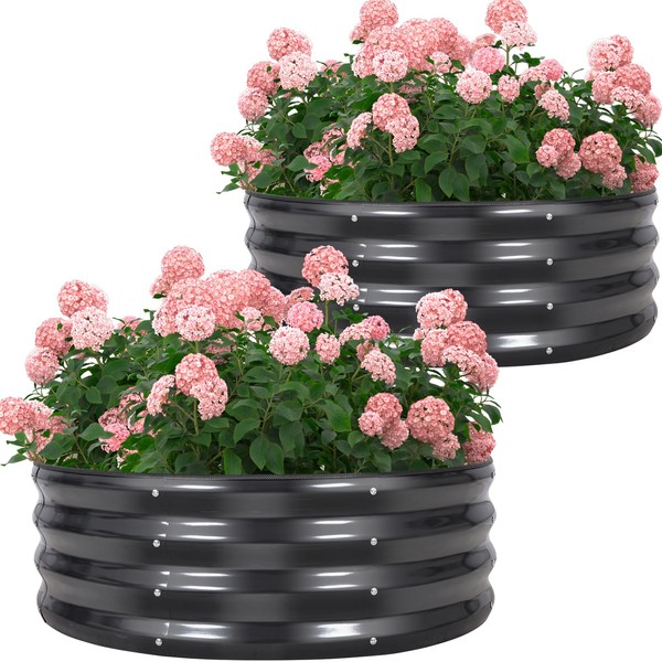 Permade Galvanized Raised Garden Bed- 2Pcs 3x3x1FT Metal Planter Boxes