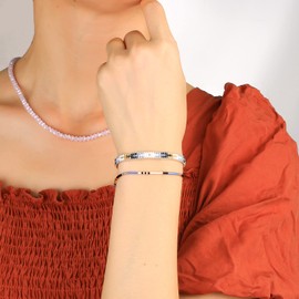 KELITCH Friendship Bracelet Colourful Stackable Beads Bangle Meaningful Jewellery for Women, Glass