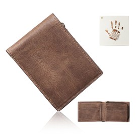 [VOICE] Italian TEMPESTI OSAKA LUX Bifold Men's Bifold Wallet with YKK Zipper Coin Purse, All Leather, Present, Gift Box Included, Choco2