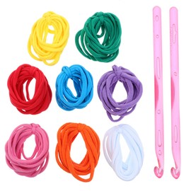 EXCEART 96Pcs 8 Colors Loom Potholder Loops 7 Inch Weaving Craft Loom Loops with 2 Pieces Crochet Hooks Weaving Crafts for DIY Crafts Supplies Favors