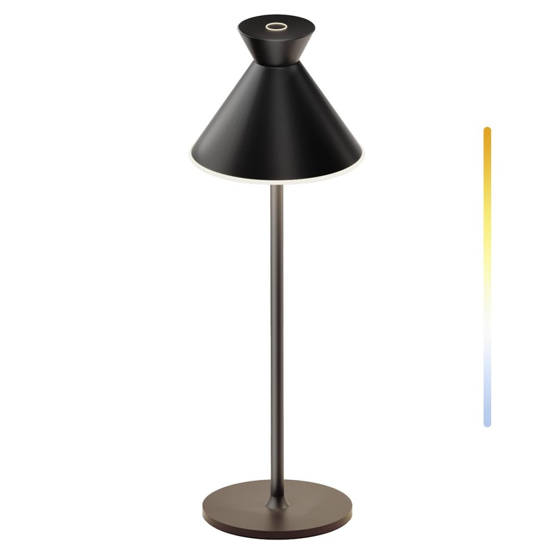 DEELUX Table Lamp Dimmable Wireless (Black, 1 Piece)