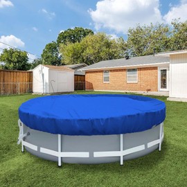 FLORALEAF 16 FT Round Pool Cover for 12 FT Pool Safety Covers Wire Rope Hemmed All Edges Super Heavy Duty Strong Double Stitched Seam Perfect for Winter Round Above Ground Pools, Blue