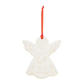 DEMDACO Cozy Time Mini Angel White 4 x 3.5 Inch Ceramic Festive Holiday Décor, Ribbon Hanging Loop, Decoration Christmas Tree Ornament, Friend