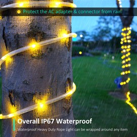 40ft 120 LED Heavy Duty Rope Lights, Indoor Rope Lights Plug in Outdoor Tube Lights for Garden, Patio, Party, Christmas, Clear (Warm White)