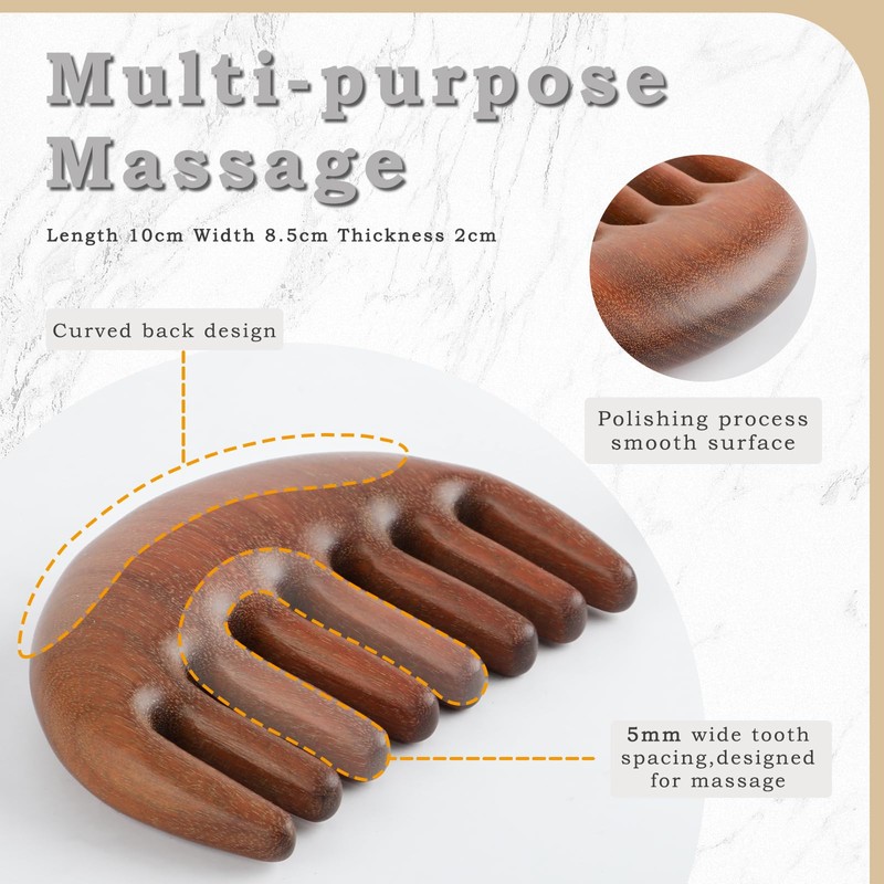 FREATECH 2 Pcs Wooden Scalp Massager Comb Set for Lymphatic