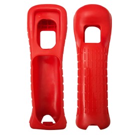 Jadebones 2X Silicone Skin Case Cover with Wrist Strap for Wii Remote Controller (Red+Blue)