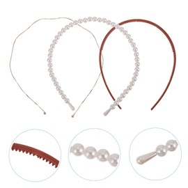 Vaguelly 3pcs Retro Faux Pearl Headband Wavy Hair Accessories for Women Elegant Hairbands for Parties Ceremonies and Birthdays Hair Occasion