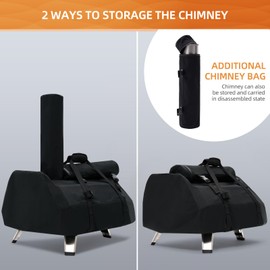 NOELIFE Carry Cover for Ooni Karu 16 and Karu 2 Pro Pizza Oven, Accessories for Ooni 16, Waterproof Pizza Maker Cover with Seperate Chimney Bag, with Bottom Straps for Fixation (Oven Not Included)