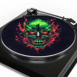 ZUXONGSY Skulls Turntable Mat for Vinyl Records BlackTurntable Slipmat Anti Static Slip Mat Turntable Felt Non-Slip Vinyl Record Slip Mat for Music Lovers Acrylic Turntable Mat