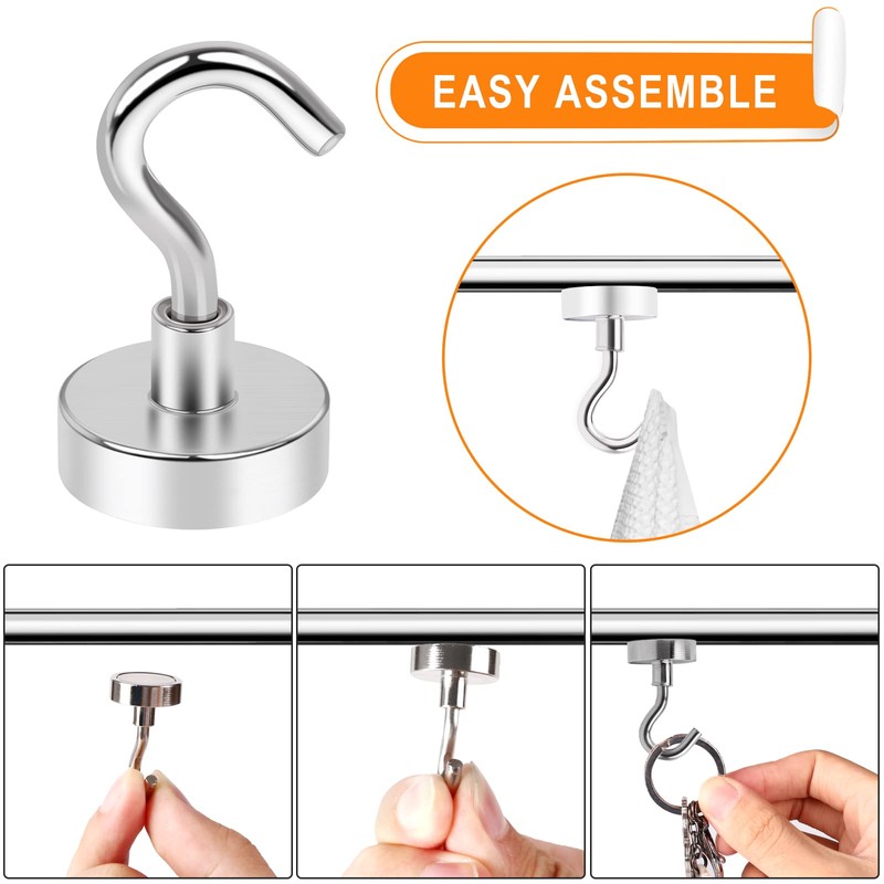 MIKEDE N52 Magnetic Hooks for Outdoor Hanging Brackets, 30Lbs High