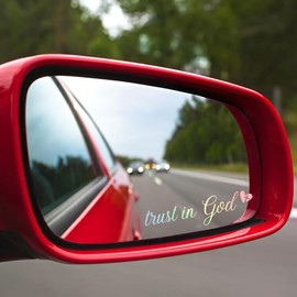 3X Trust in God Rearview Mirror Decal, Rearview Mirror Decal, Car Mirror Decal, Vanity Mirror Stickers, Car Decals for Women, Cute Car Stickers, Car Decal Stickers (Pastel)