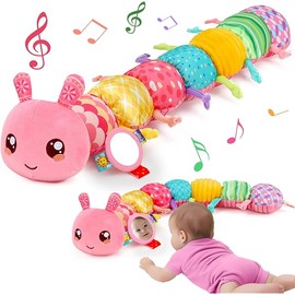 Baby Girls Toys 0-6 Month Music Animal Stuffed Caterpillar Toy for Infant 0-3 3-6 Months with Mirror Crinkle Rattle Tummy Time Sensory Toys for 3 4 5 6-12 Month Old Newborn Baby Easter Birthday Gifts