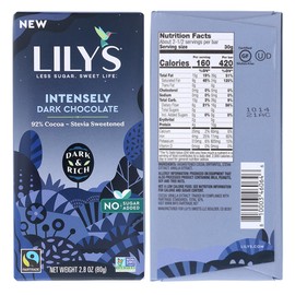 Lily's Dark Chocolate Bar Variety Sampler (6 Pack) - Stevia Sweetened, Added Sugar Free Dark Chocolate Bars - Includes 92% Intensely Dark, 85% Extremely Dark, and 70% Extra Dark Chocolate Sea Salt