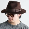 ReqHatter Middle Brim Flat Felt Hat, Center-Fold Fedora, Wide Brim,