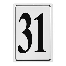 M METERXITY Aluminum Number Sign 31, 11.8 Inch House Numbers and Metal Letters, Parking Spot Letter Signs, Metal Letter Wall Decor for Garden/Door/Mailbox [Black Text On White]