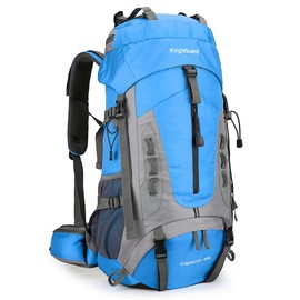 King'sGuard 60L Hiking Backpack Men Women Camping Backpack Waterproof Backpacking Mountaineering Climbing Daypack with Rain Cover (Blue)