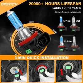 OQSNCV Fit for Hyundai Elantra (2011 2012 2013) Halogen Headlight Bulbs, H1 High Beam + H11 Low Beam Headlamp Replacement Bulbs Kit, Pack of 4