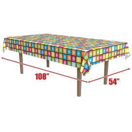 Beistle Disco Tablecover, 54” x 108” – Plastic Table Cloth, Rectangular Tablecloth, Covers for Party, Party Decorations, Theme Groovy Multicolor
