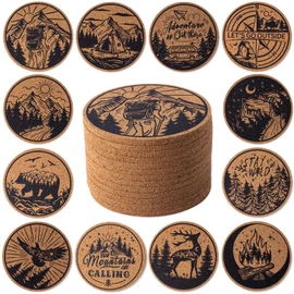 STARUBY Coasters for Drinks 12 pcs Absorbent Cork Coasters with Outdoor Coaster for Coffee Table Housewarming Gifts for New Home Present for Friends, Living Room Decor, Apartment Decor