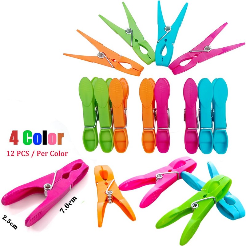 Clothes Pegs, 48 Packs Plastic Clothes Pegs for Washing Line,