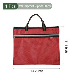 YOKIVE Waterproof Zipper Bag, Document Books Storage Tote Bags Tools Organizer Pouch, Great for Classroom Office(Red)