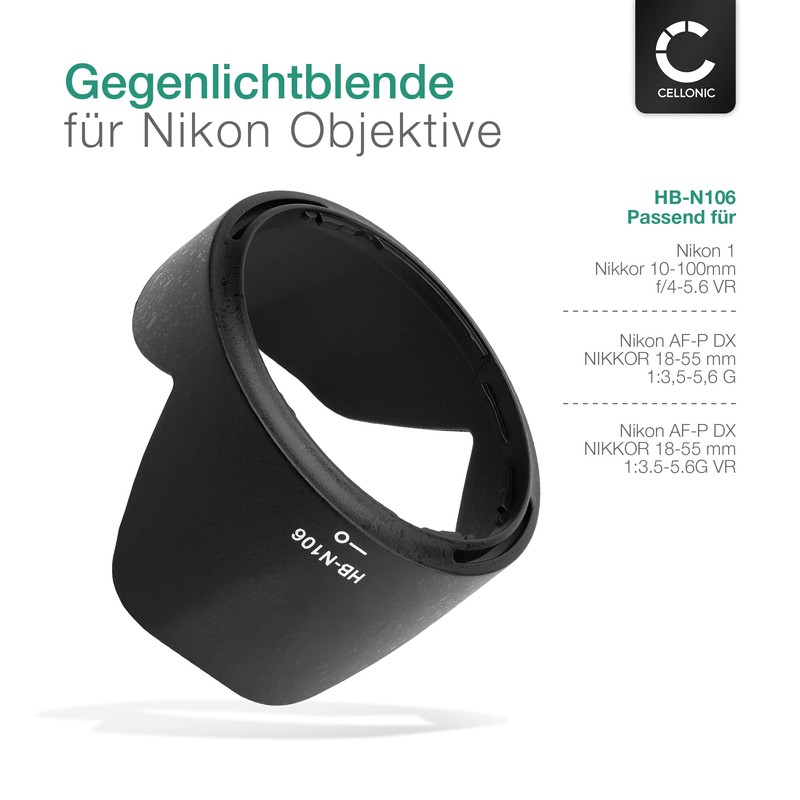 Cellonic® Camera Lens Hood N106 for Nikon P DX Nikkor