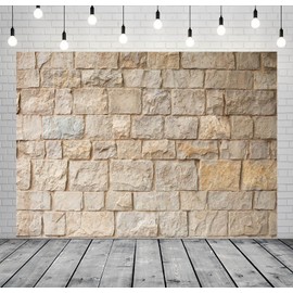 Loccor 8x6ft Fabric Stone Brick Wall Backdrop Outdoor Stone Texture Wall Photography Background Wallpaper Birthday Wedding Party Decor Kids Adults Portrait Video Conference Photo Shoot Studio Props