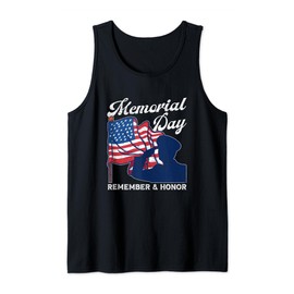 Memorial Day Remember Honor USA Flag Patriotic American Tank Top