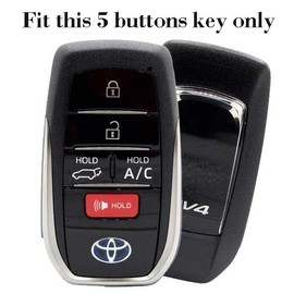 Silicone Key Fob Cover Protector for Toyota RAV4 Prime Bz4X 8990H-42B00 8990H-42520 2022 to 2025 5 Buttons Key with AC & Hatch Buttons