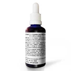 MycoMagic Lion's Mane Mushroom, High Strength Triple Extracted Tincture, 1 x 50ml Dropper Bottle, Grown and Manufactured in The UK