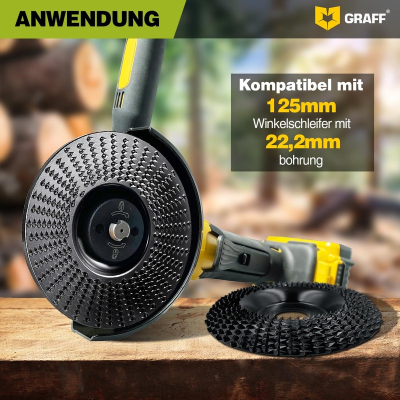 GRAFF Premium Set Wood Cutter Rasp Disc 125 mm for