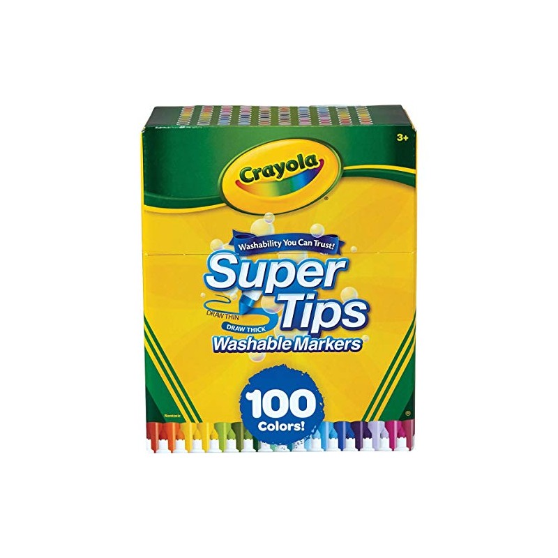 Crayola Super Tips Washable Markers, Gift Age 3+ - 100