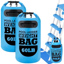 Hahood 2 Packs Pool Ladder Weights 30L Pool Step Weights with Pool Ladder Mat 500D PVC Waterproof Dry Bag with Heavy-Duty Handle for Above Ground Swimming Pool Steps, Blue