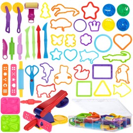 46 Pcs Clay Dough Tool Kit, Clay Dough Tools Plastic DIY Clay Dough Tool Set Clay Dough Modelling Tools Clay Rollers and Cutters for Kids(Random Color)